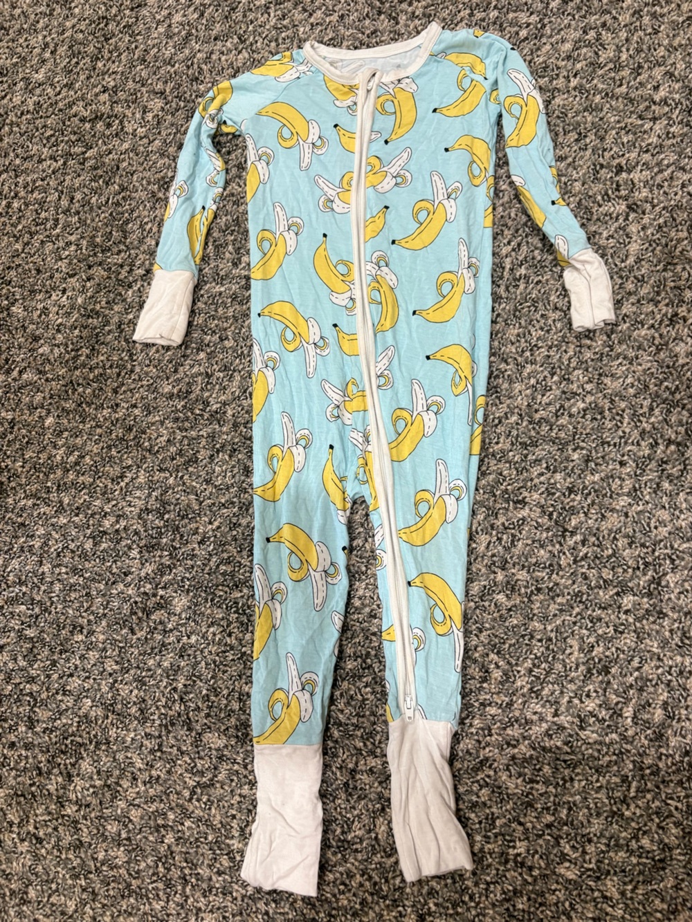 Little Sleepies Light Blue Banana Print Footed One-Piece